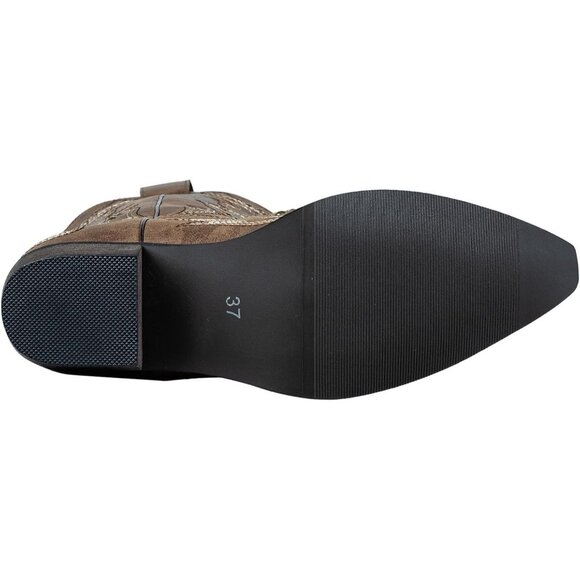 SheSole Western Boots Women Dark Brown Faux Leather Square Toe Wide Mid Calf - Picture 9 of 9